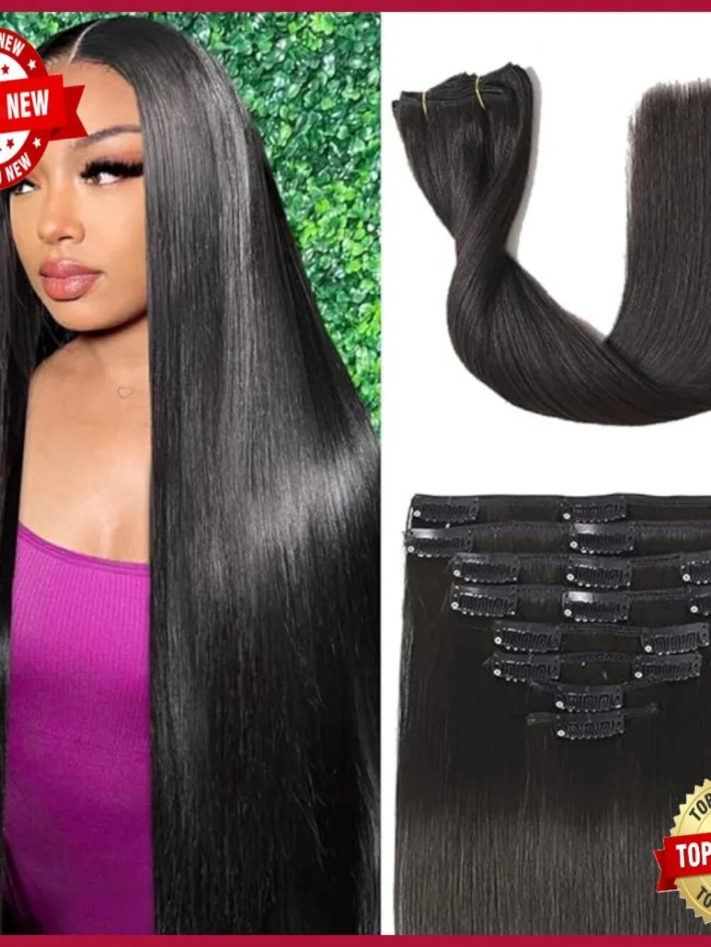 24 Inch Clip In Human Hair Extensions 8 Pieces 120g Salon Quality